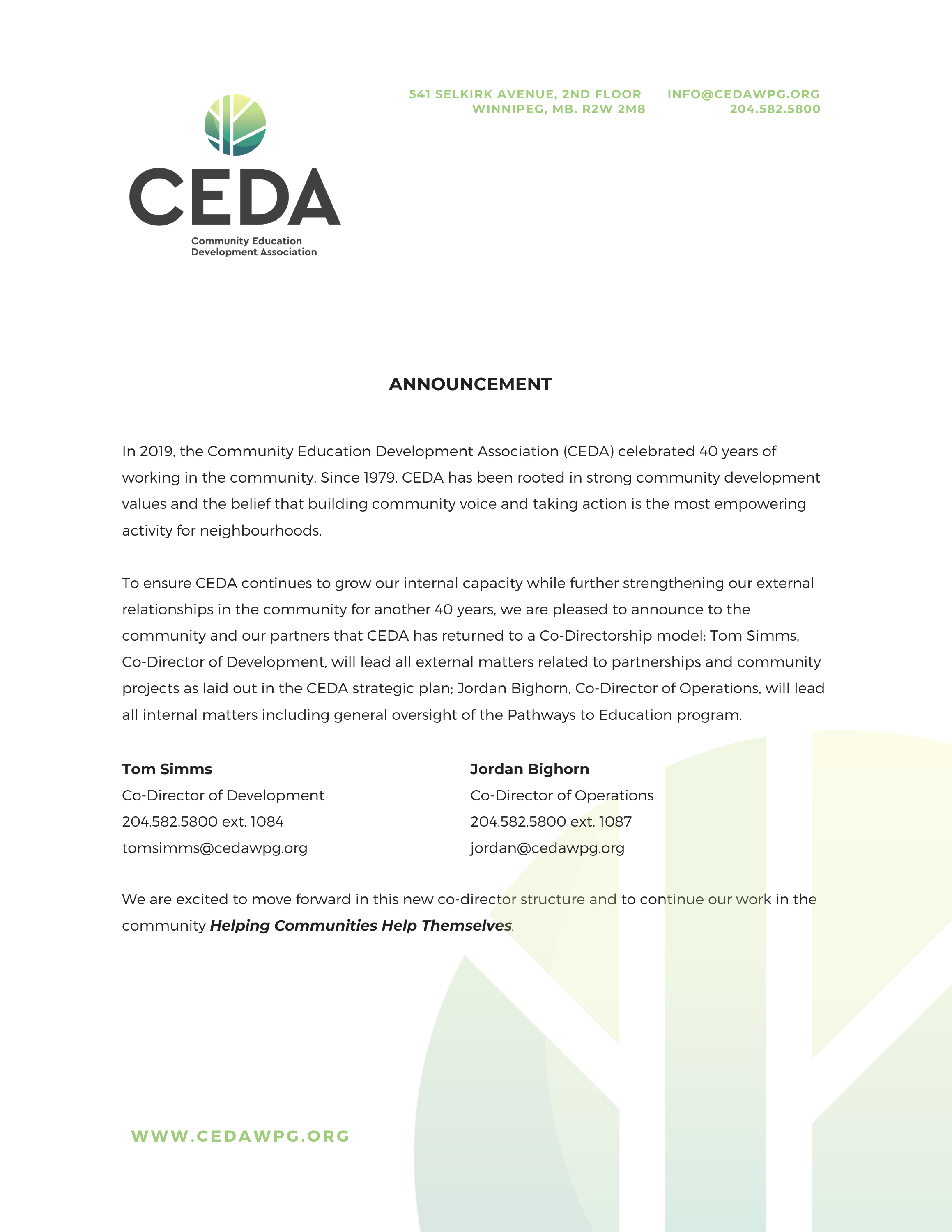 CEDA Announcement CEDA